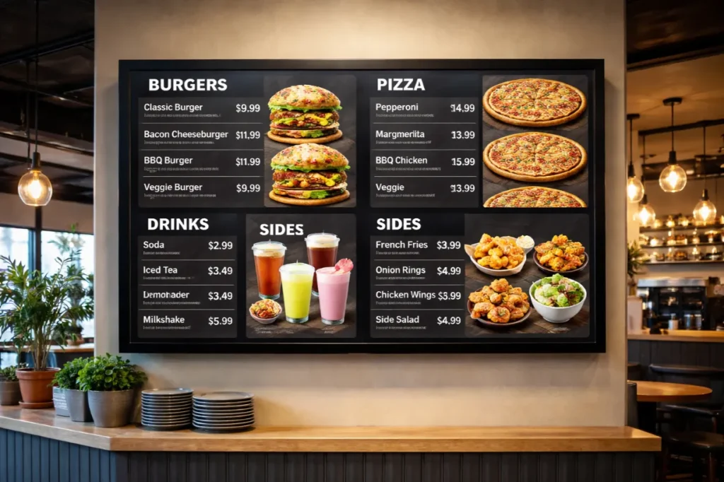 Restaurant using Free Android App for Digital Menu Boards